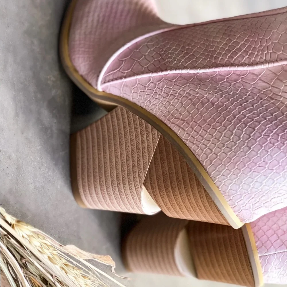 Pink Snakeskin Ankle Boots - Picture 2 of 11